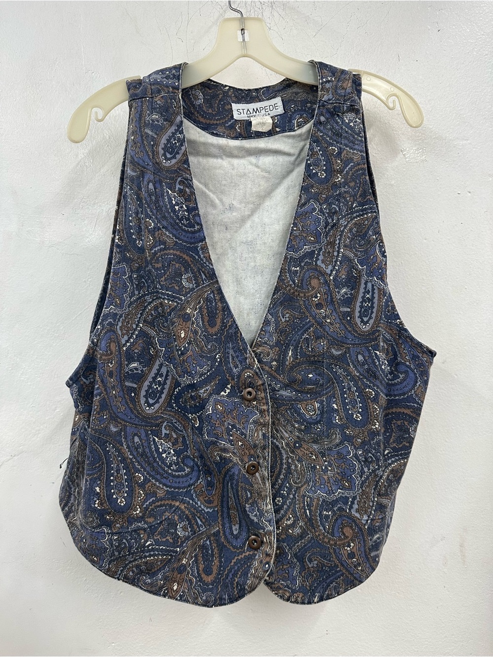 Stampede vintage Blue Paisley Vest made in USA size 1x women’s boho bohemian